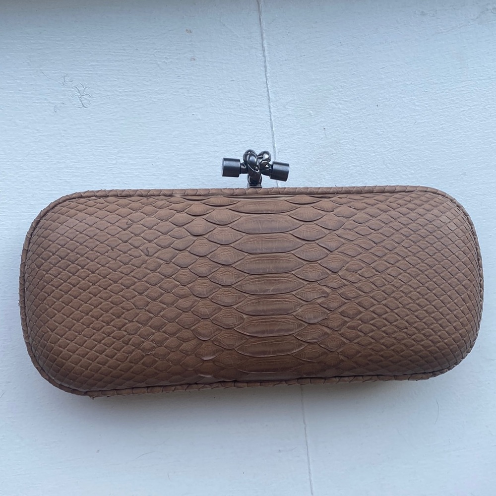 Bottega Veneta Bag- Authentic-Like new, gorgeous Tan Snakeskin clutch.